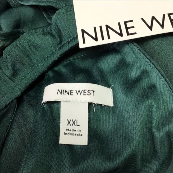 Nine West Women’s Sleeveless Ruffle Halter Peplum Blouse, Green, size XXL - Picture 6 of 9